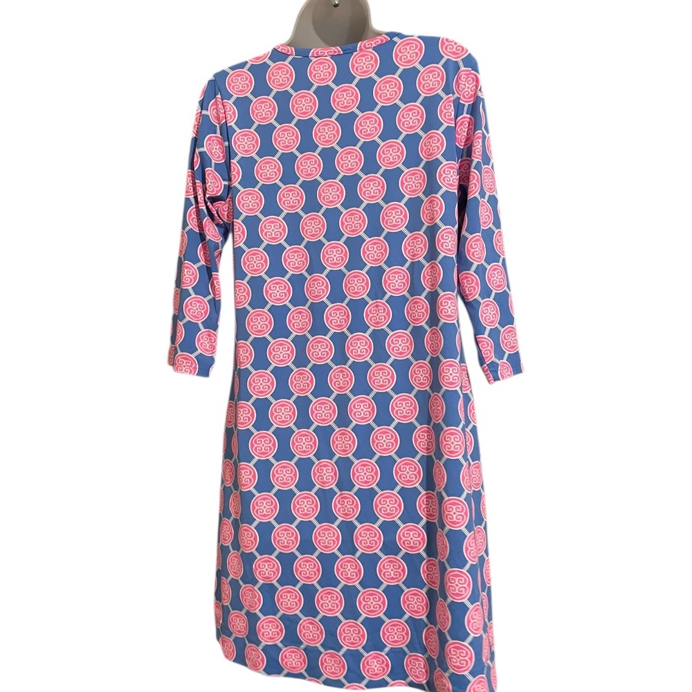 Lulu-B Travel Dress- Blue & Hot Pink Size Medium EUC - Picture 8 of 9